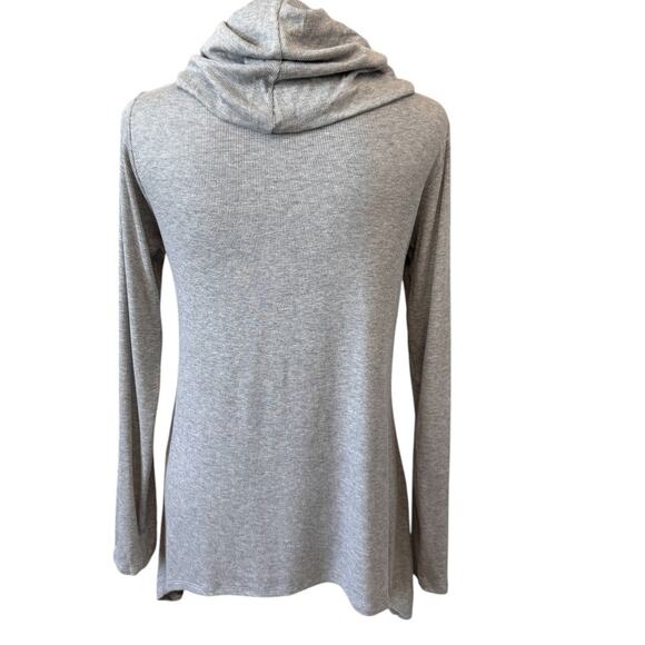 NEW GO COUTURE Gray Long Sleeve Ribbed Pullover Hoodie Size S - Picture 2 of 5